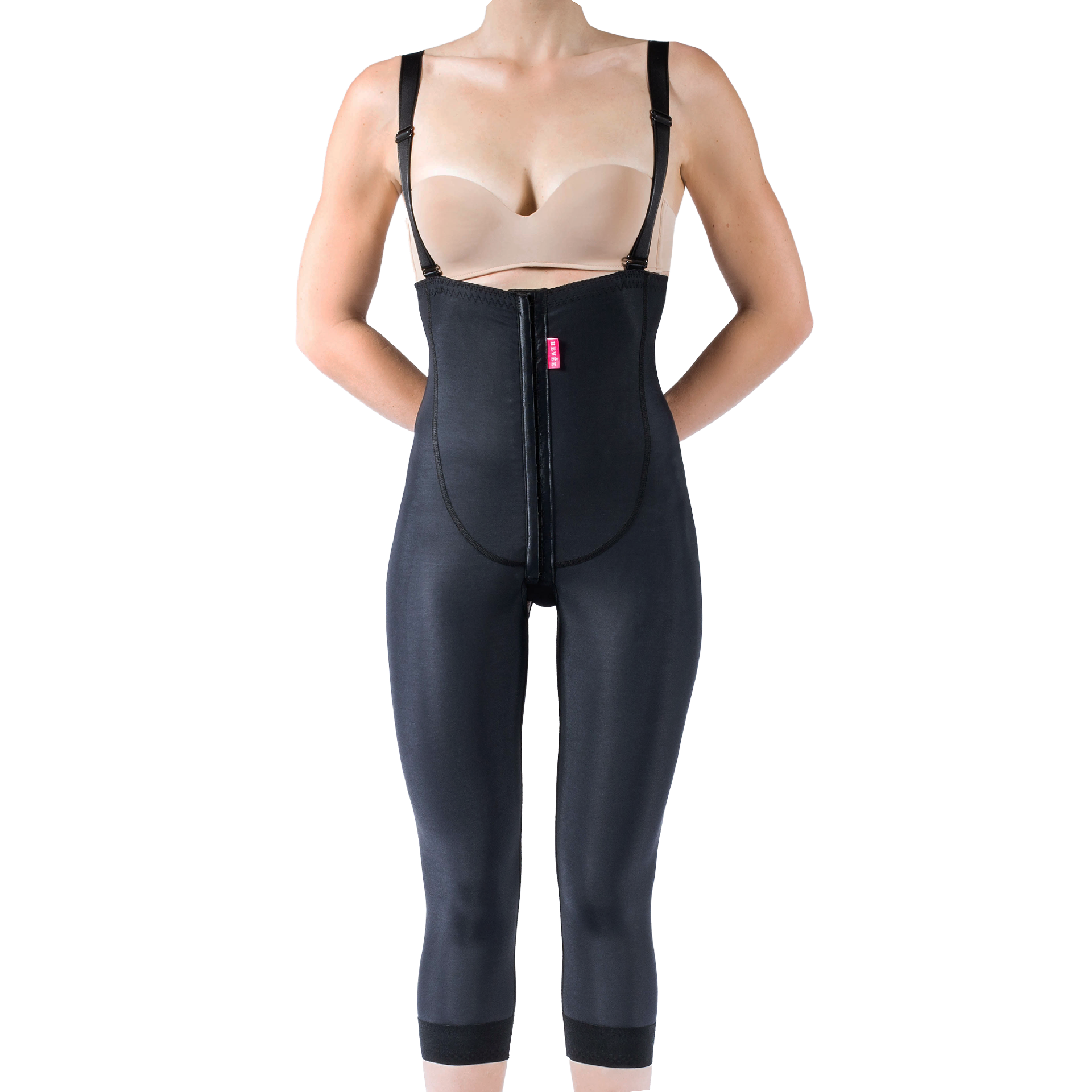 Garment for buttock lipofilling & Brazilian butt lift with standard holes – REV.0108, Black, L