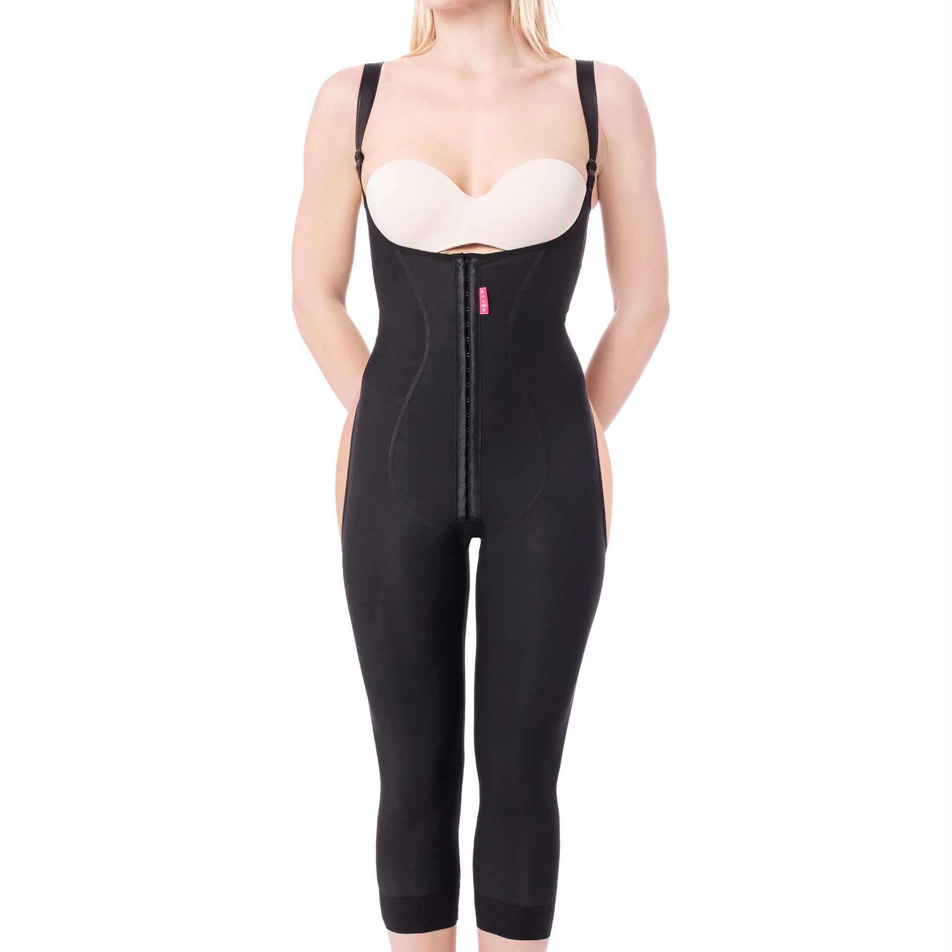 Garment for liposuction below breasts and knees, upper in the back – REV.0408, Black, S